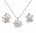 Sparkle Silver-Plated White Flower Jewelry Set for Women
