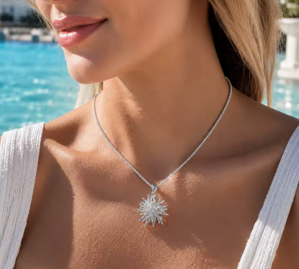 Sparkle Silver-Plated White Flower Jewelry Set for Women
