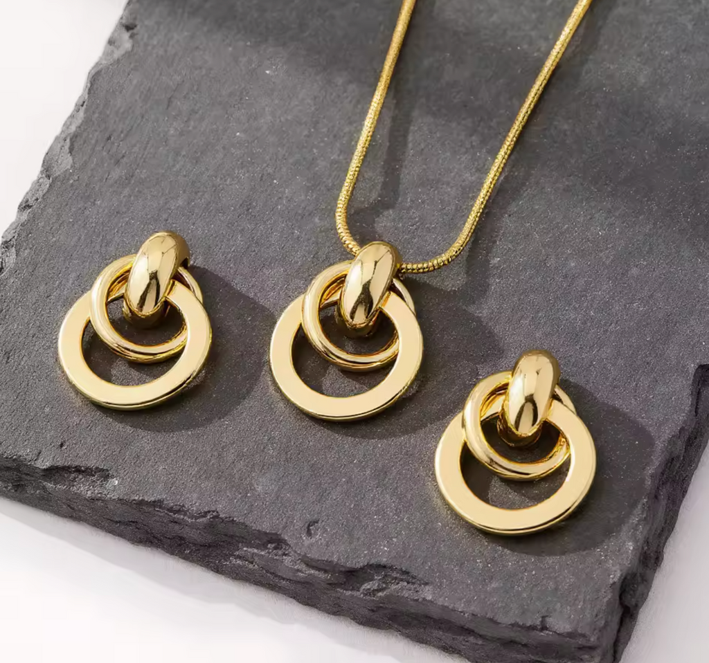 3-Piece Elegant Vintage Geometric Jewelry Set for Women