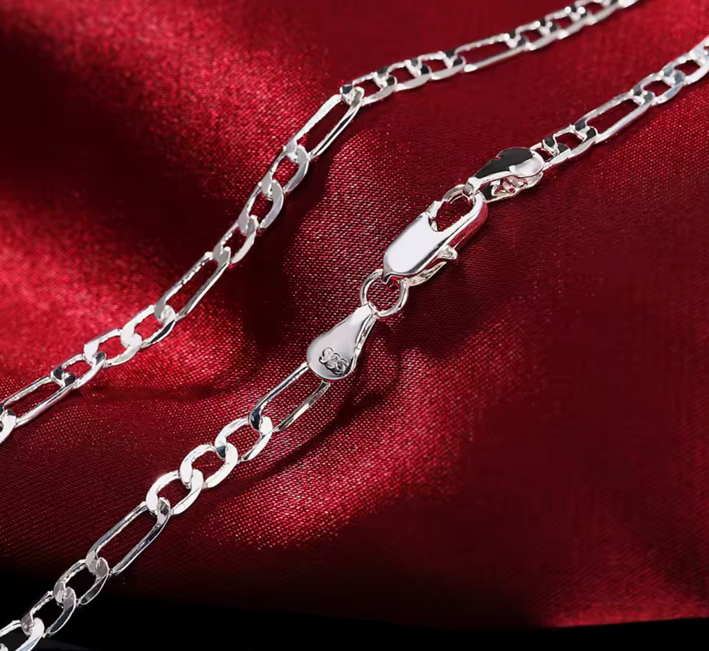 925 Sterling Silver 4mm Chain Jewelry Set for Men & Women