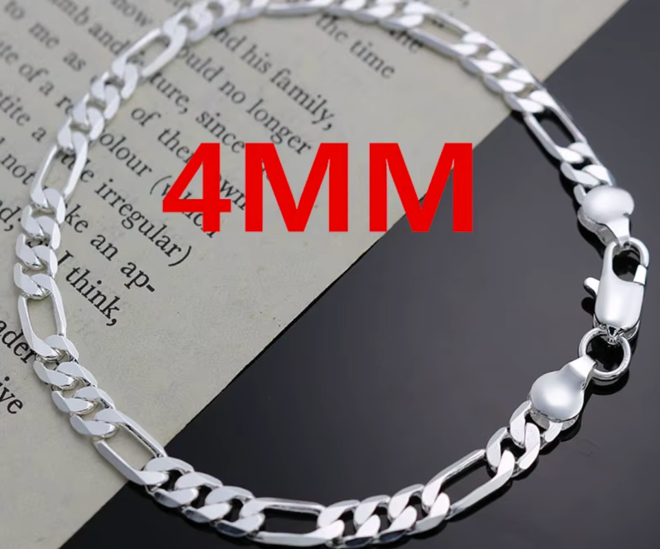 925 Sterling Silver 4mm Chain Jewelry Set for Men & Women
