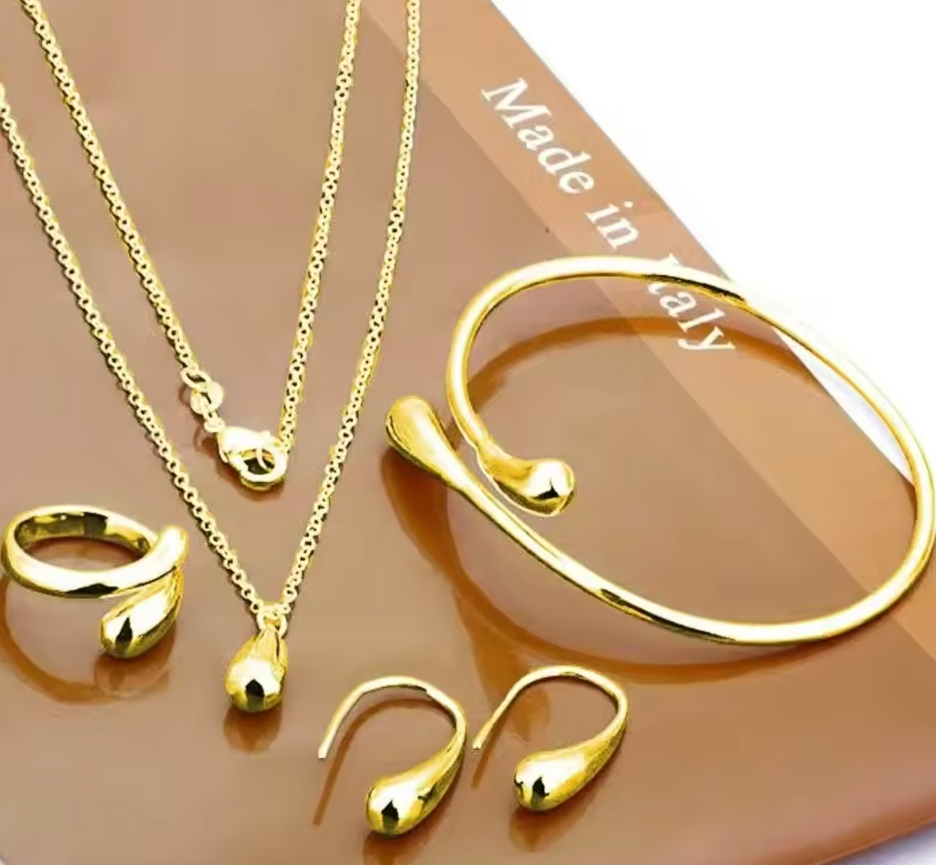 Fashion S925 Silver Needle Water Drop Jewelry Set for Women