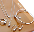 Fashion S925 Silver Needle Water Drop Jewelry Set for Women