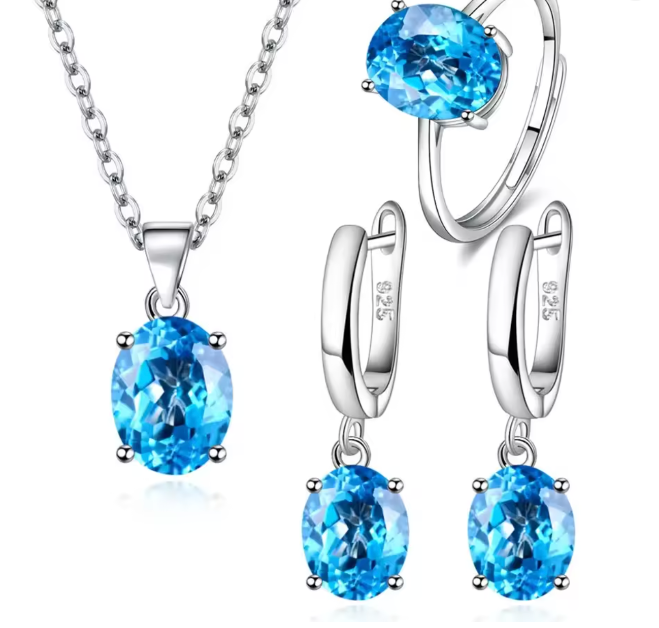 925 Sterling Silver Ellipse Zircon Jewelry Set for Women