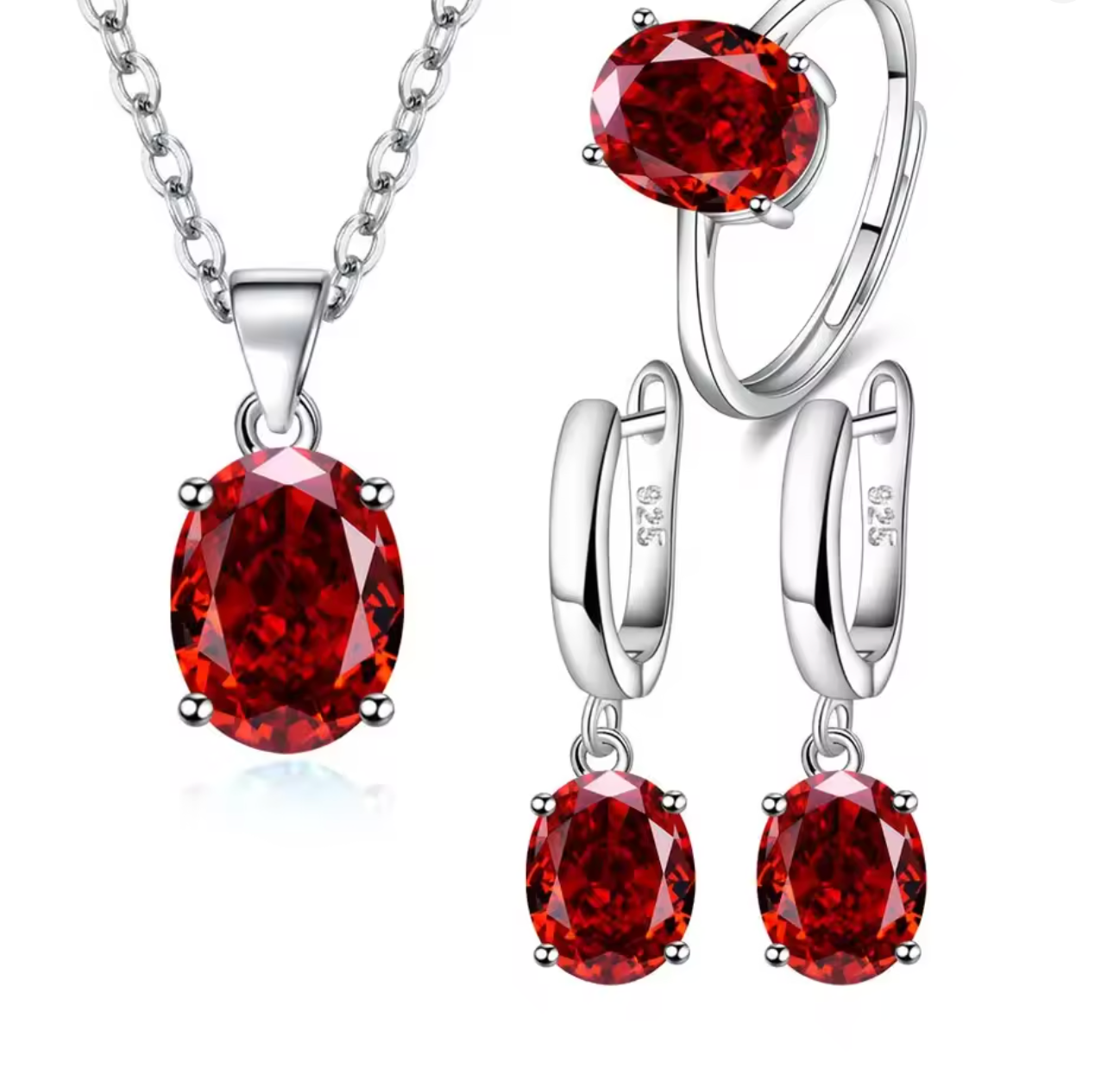 925 Sterling Silver Ellipse Zircon Jewelry Set for Women