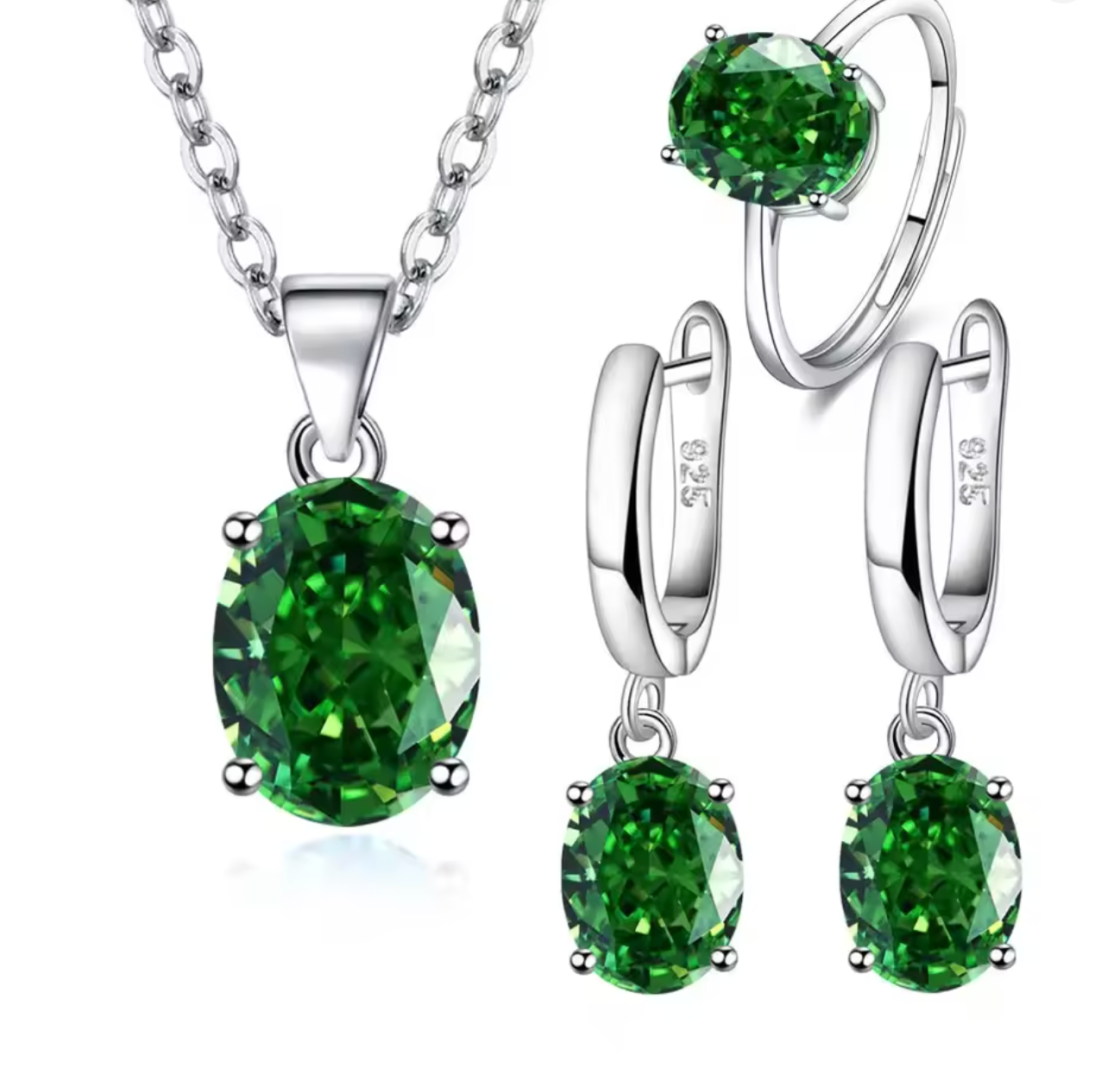 925 Sterling Silver Ellipse Zircon Jewelry Set for Women