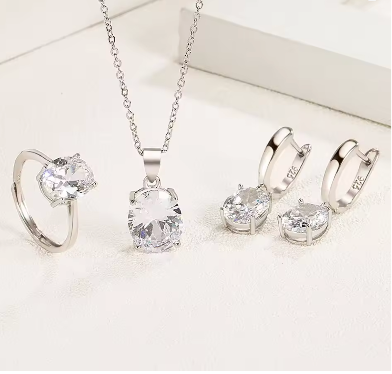 925 Sterling Silver Ellipse Zircon Jewelry Set for Women