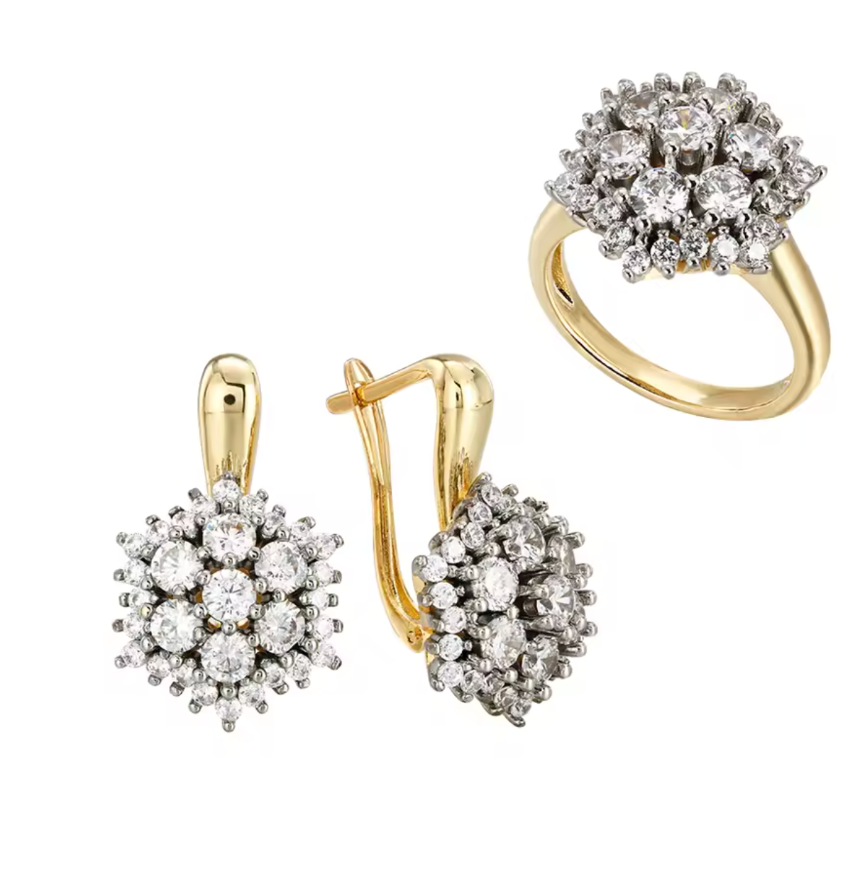 14K Gold-Plated Earrings & Ring for Women