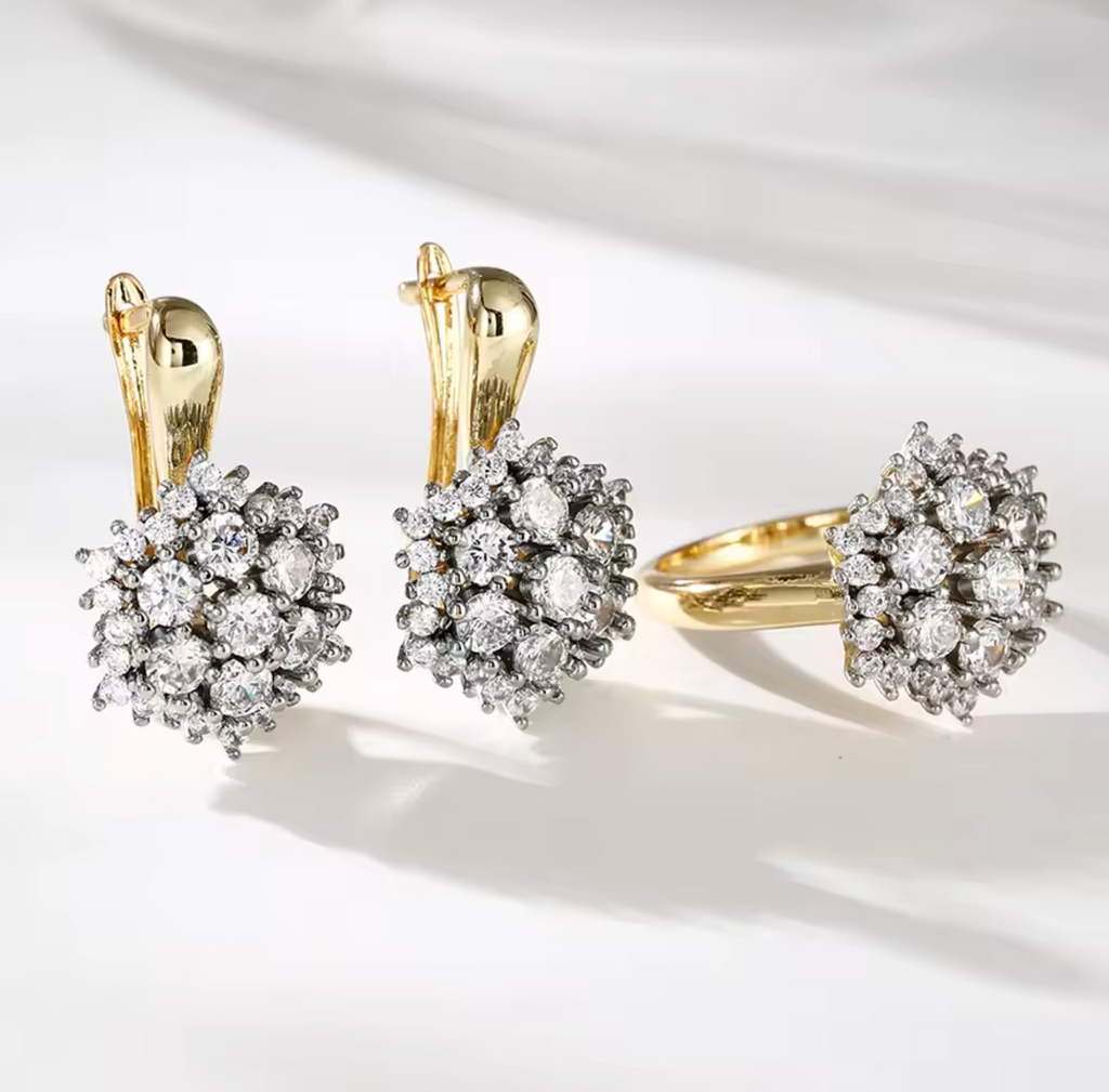 14K Gold-Plated Earrings & Ring for Women